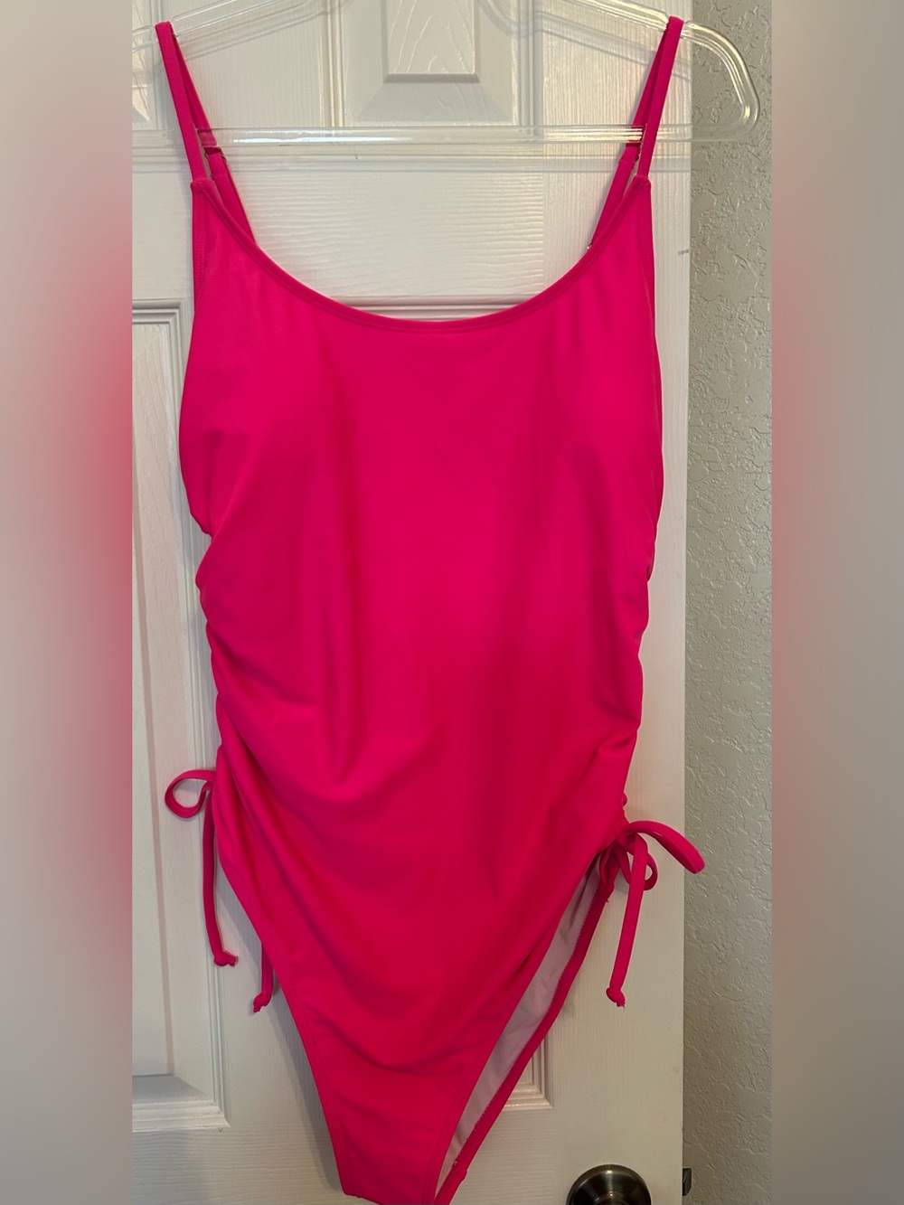 Bright Pink One-Piece Swimsuit with Side Ties